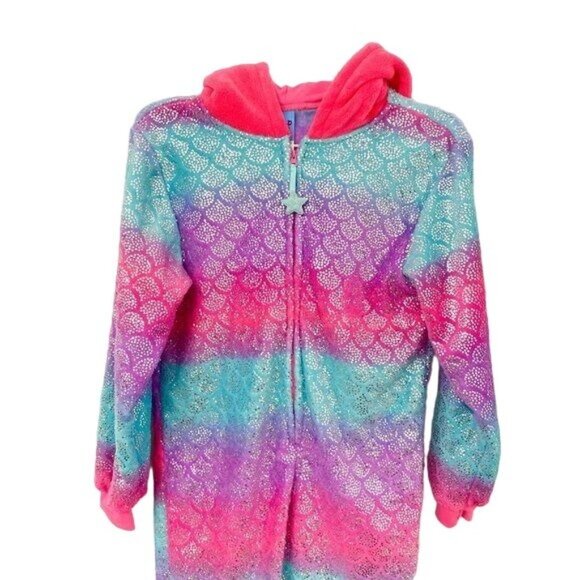 Girls Large Sleep On It Unicorn Sparkle Hoodie PJ Onesie With Footies - Picture 3 of 6